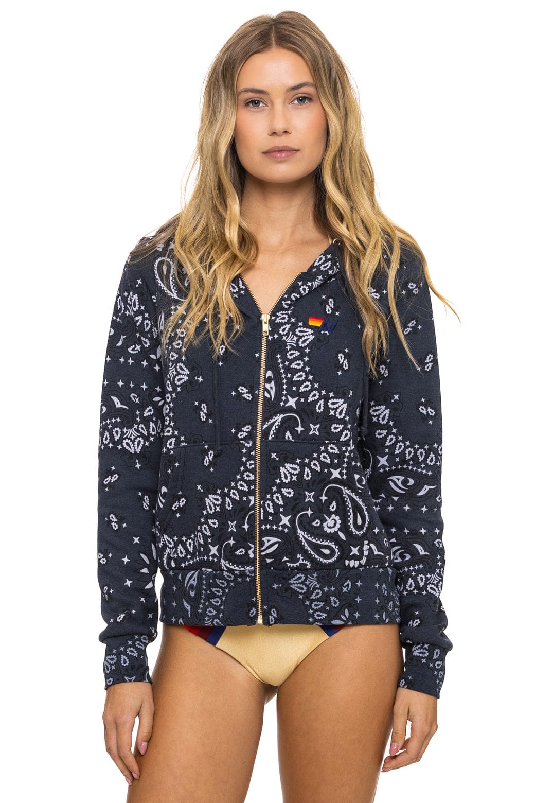 Aviator Nation BANDANA ZIP HOODIE - CHARCOAL