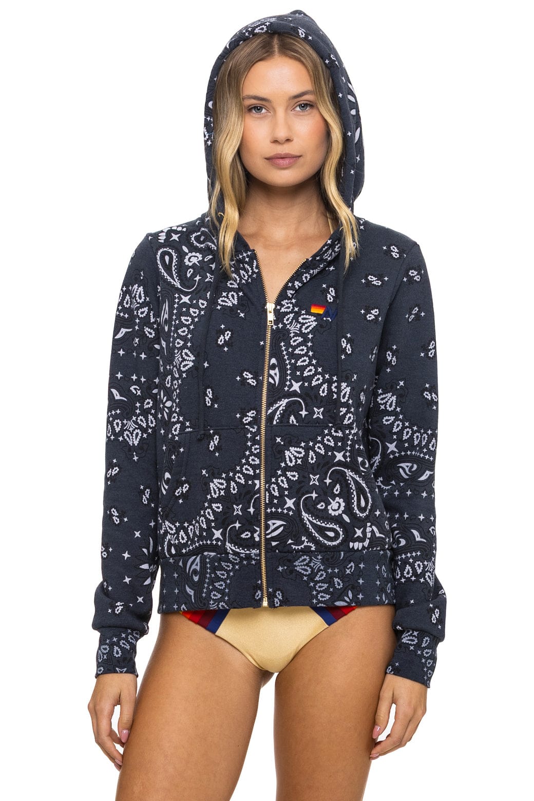 Aviator Nation BANDANA ZIP HOODIE - CHARCOAL