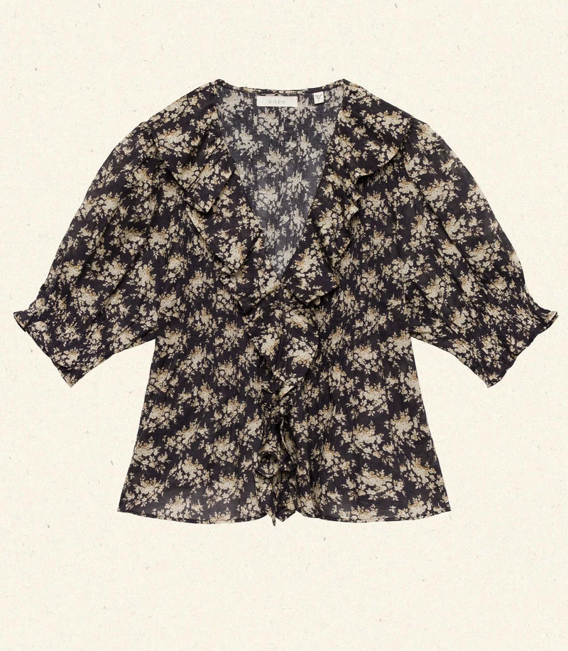 Dôen HENRI TOP IN NOIR ROSIER FLORAL