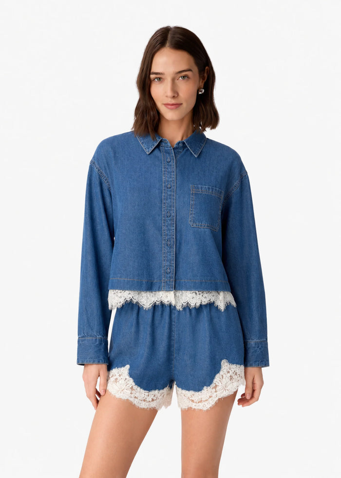 Cami Nyc Garance Chambray Cropped Shirt Light Wash