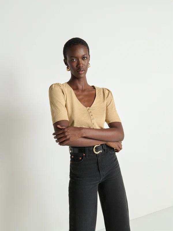 Nation LA Jen Button Up Blouse Toffee