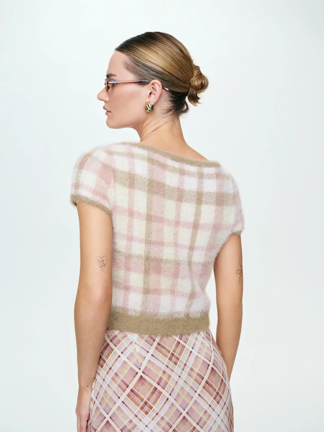 For Love & Lemons Poet Plaid Knit Top