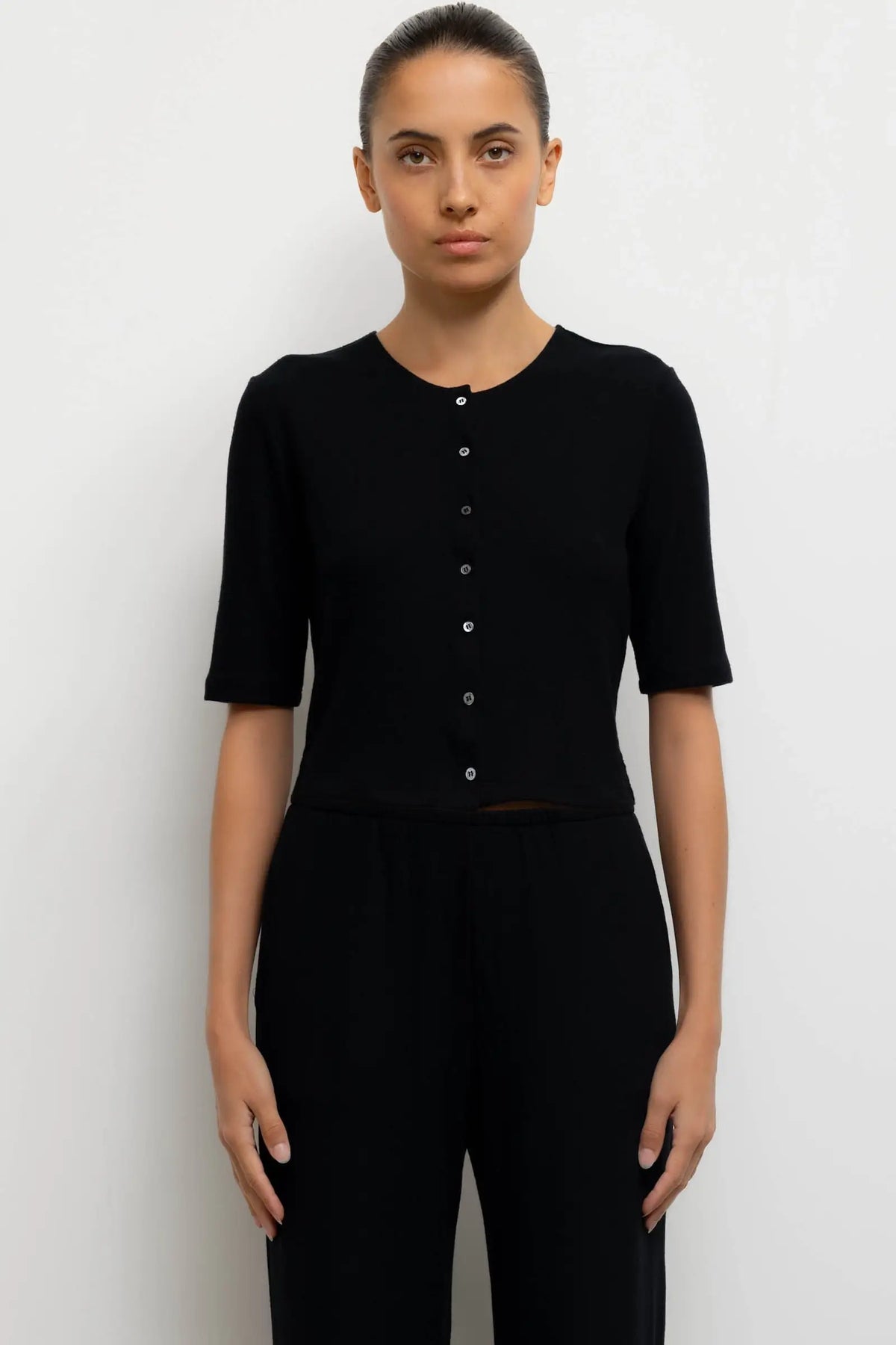 Leset Lauren Mid Sleeve Cardigan Black