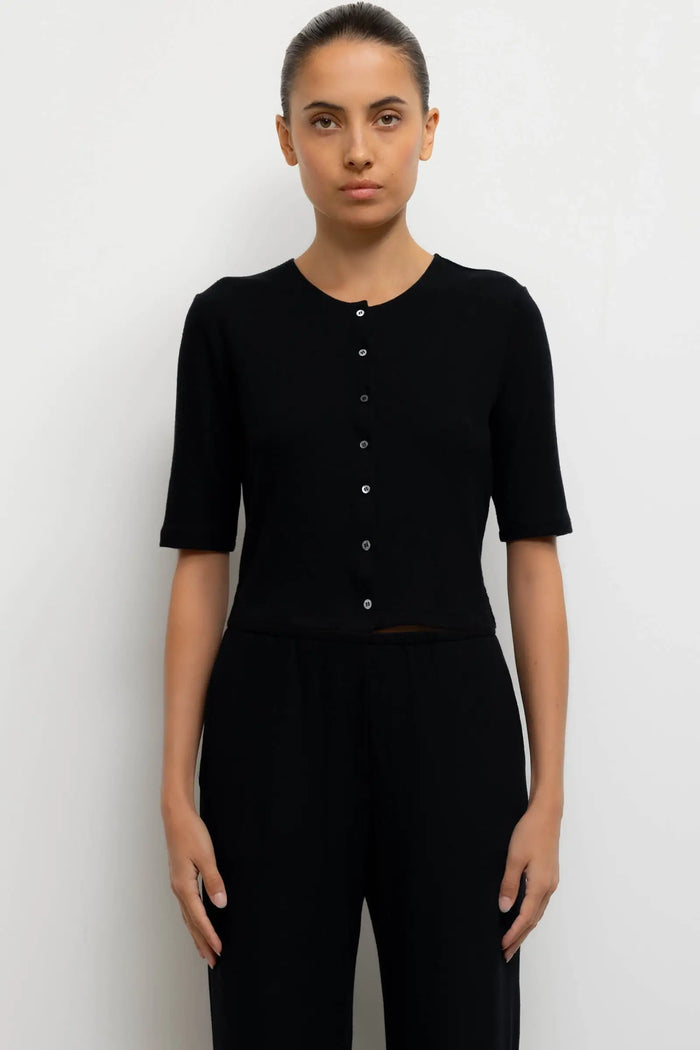 Leset Lauren Mid Sleeve Cardigan Black