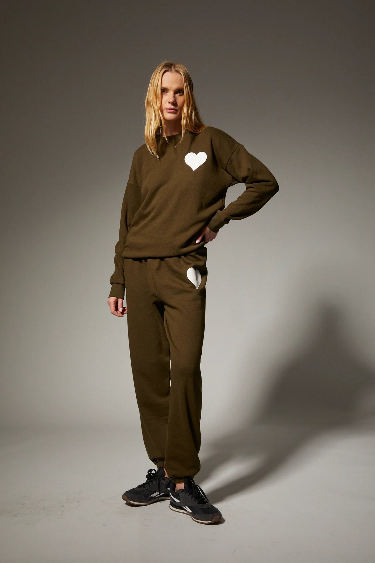 SPRWMN Heart Sweatshirt Olive/White