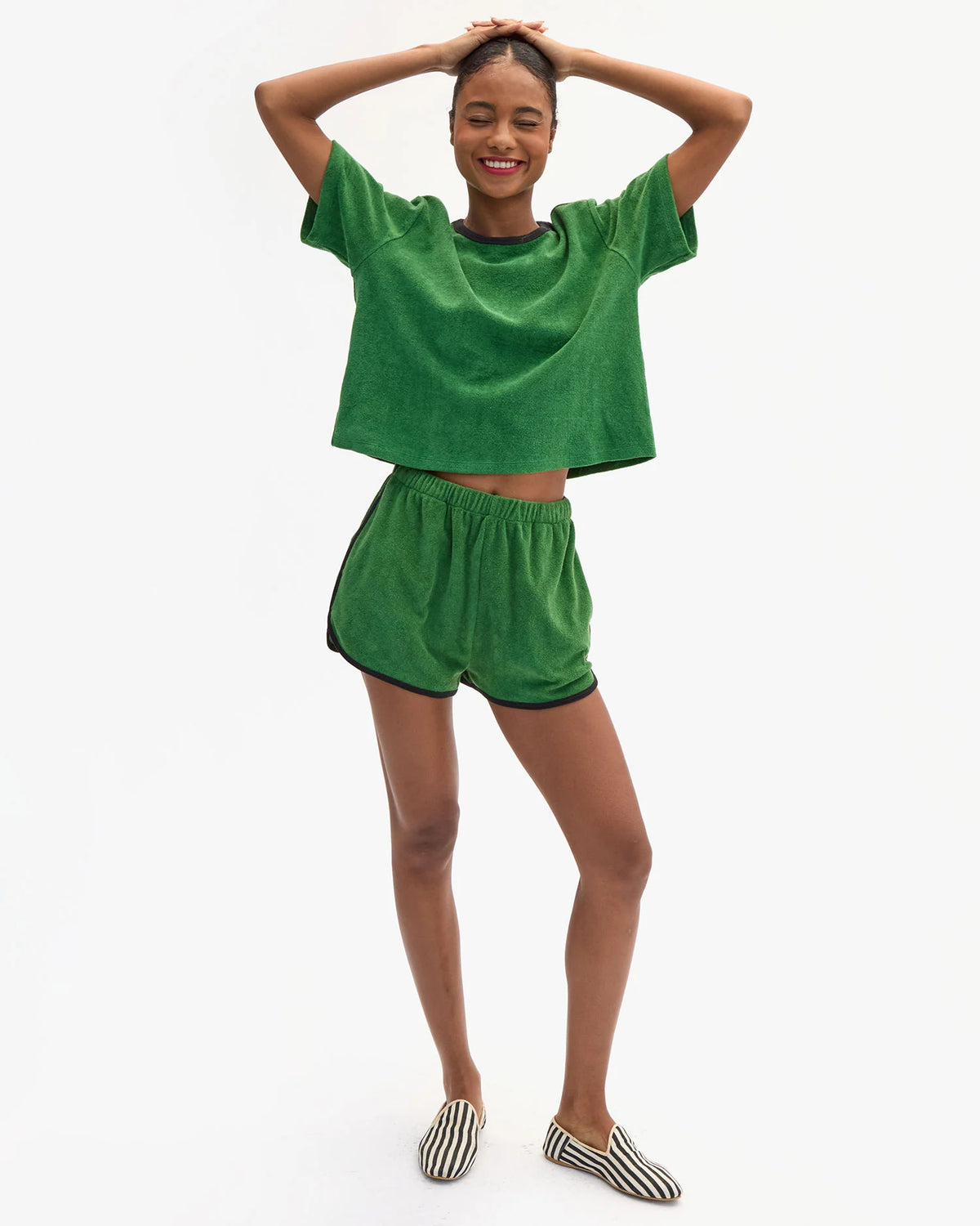 Clare V. Le Plage Shorts in Basil