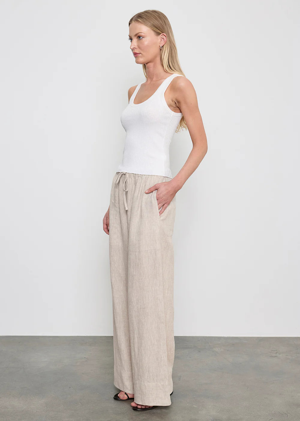 Enza Costa Military Rib Crop Tank in Undyed