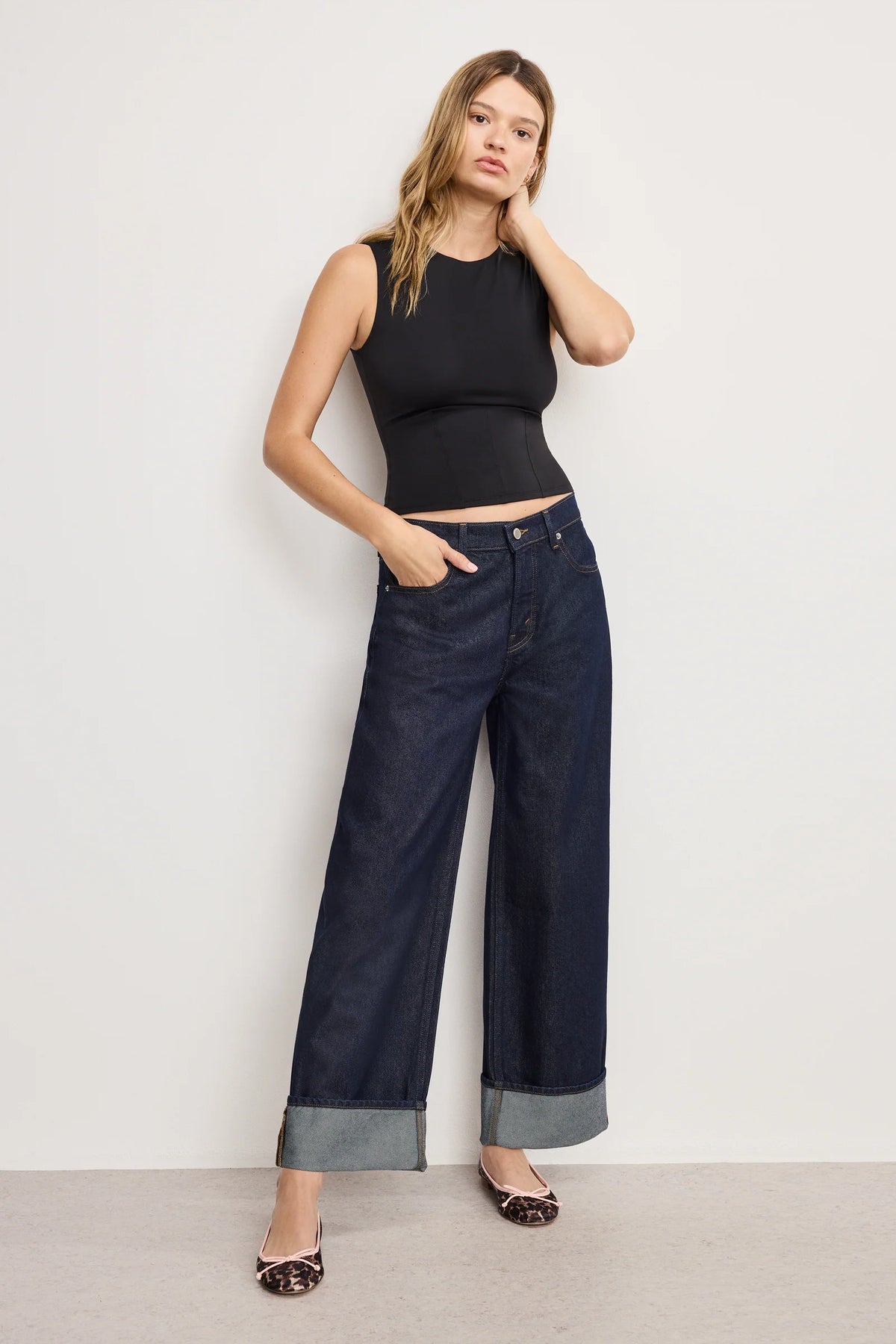 Good American Good Low Rise Baggy Cuffed Jeans - Indigo1006