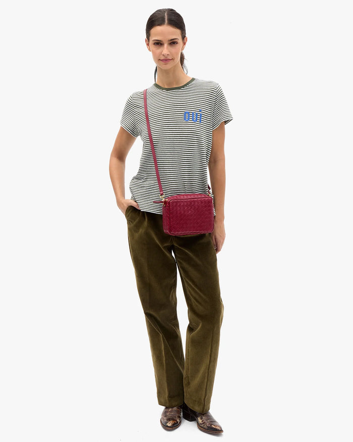 Clare V. MIDI SAC W/ POCKET Garnet Diagonal Woven