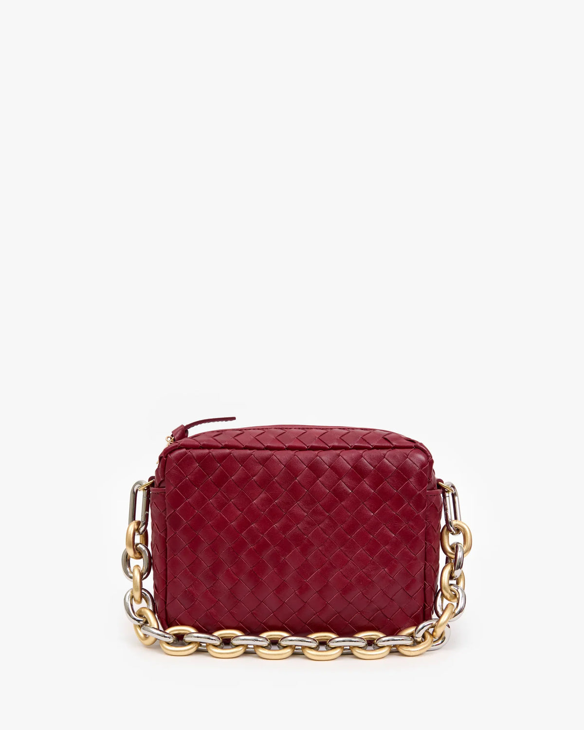 Clare V. MIDI SAC W/ POCKET Garnet Diagonal Woven