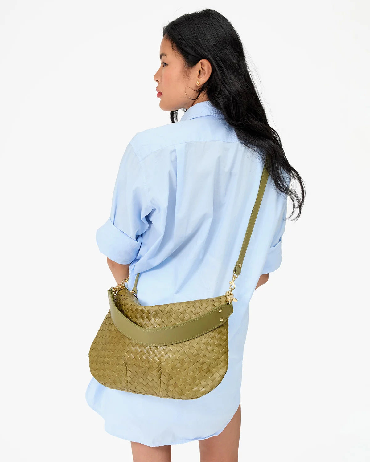 Clare V. Moyen Messenger Olive Diagonal Woven