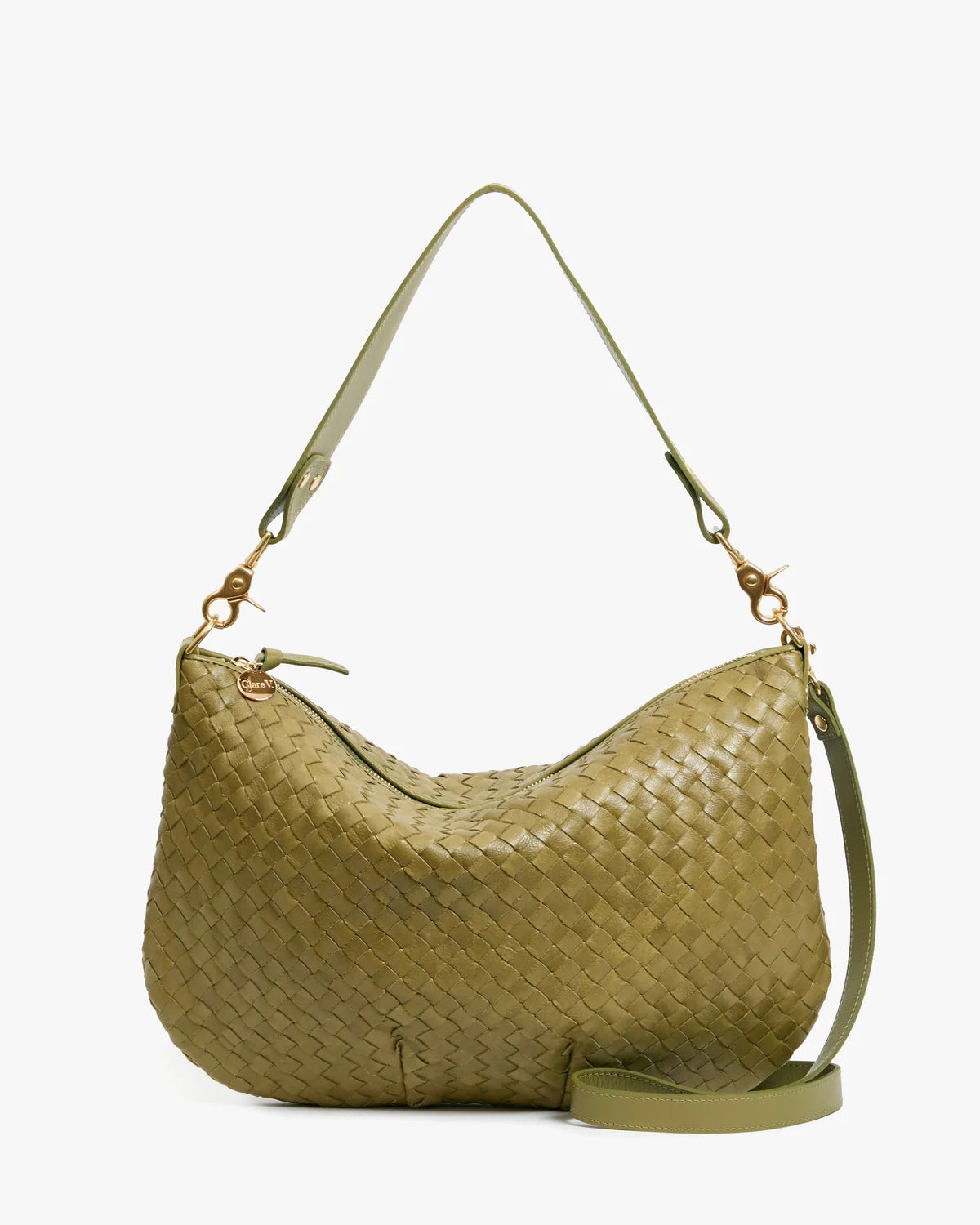 Clare V. Moyen Messenger Olive Diagonal Woven