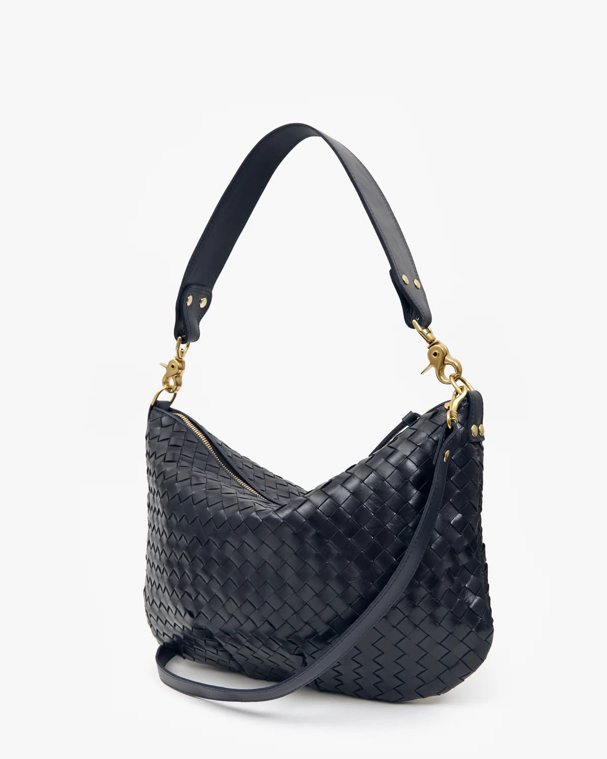 Clare V. Moyen Messenger Twilight Navy Diagonal Woven