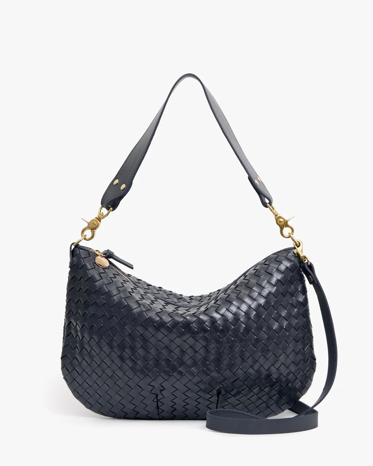 Clare V. Moyen Messenger Twilight Navy Diagonal Woven