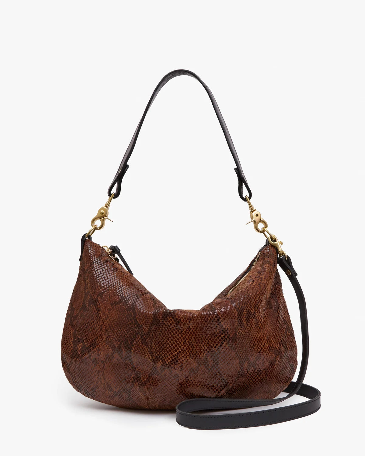 Clare V. Moyen Messenger Auburn Embossed Python