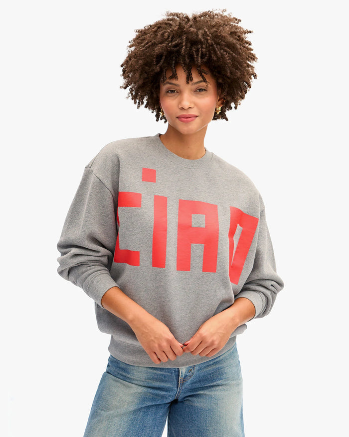Clare V. Oversized Sweatshirt Grey Melange Grand Block Ciao