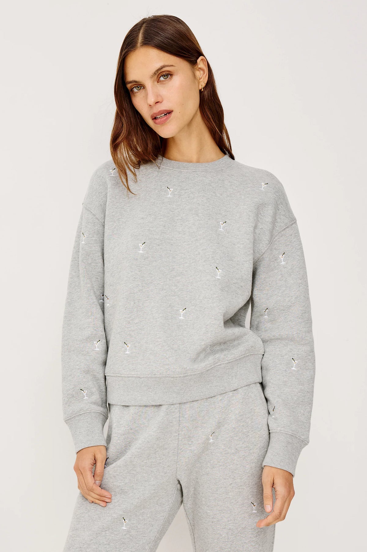Rails Ramona Sweatshirt Heather Grey Martini Embroidery