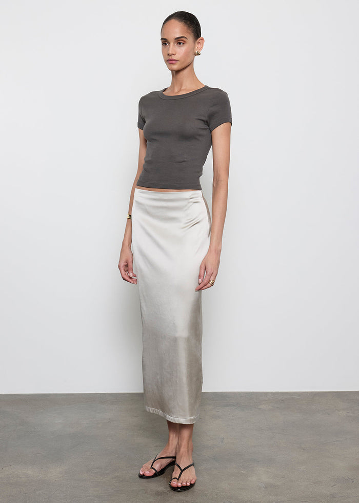 Enza Costa Supima Baby Rib Cropped Tee - Slate
