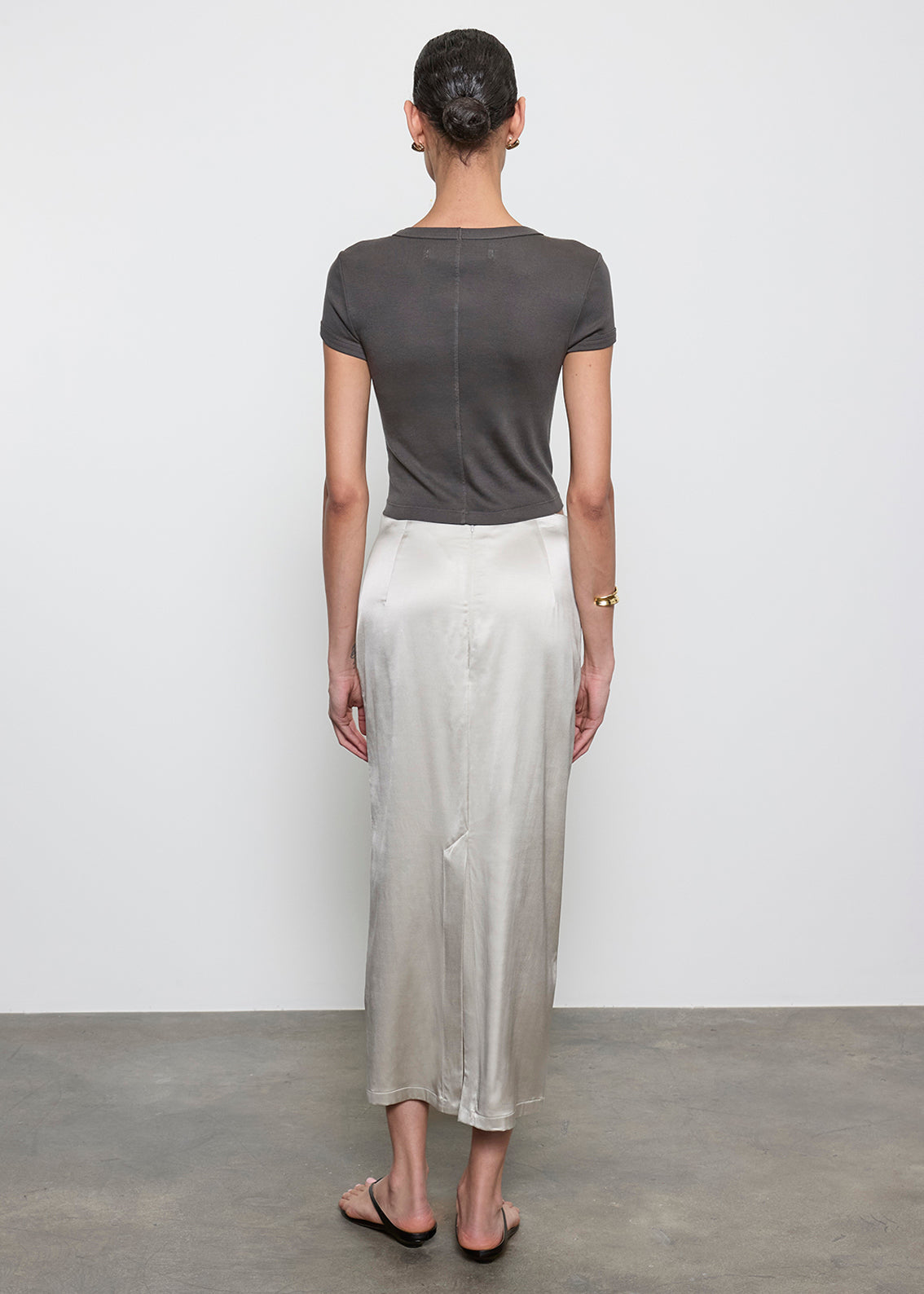 Enza Costa Supima Baby Rib Cropped Tee - Slate