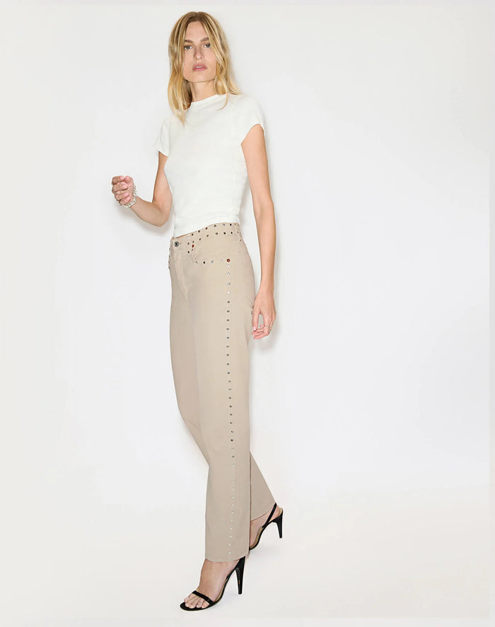 RE/DONE COMFORT STRETCH CORDUROY 70S STOVE PIPE VINTAGE PEARL STUD