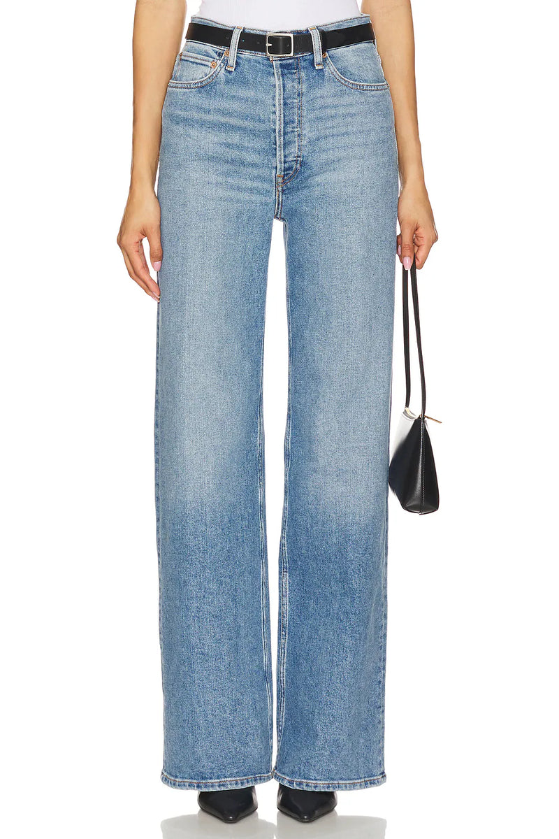 Re/Done 70s Ultra High Rise Wide Leg Media Noche