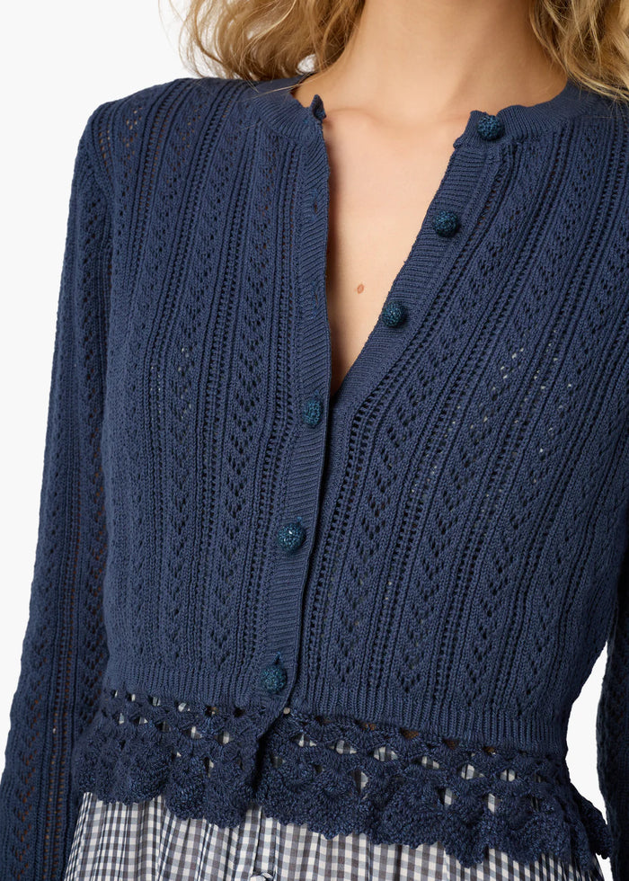 Cami NYC Lilibeth Pointelle Cardigan Moody Blue