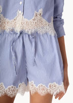 Cami NYC Cassandra Mid Rise Short Blue Stripe Cotton Poplin