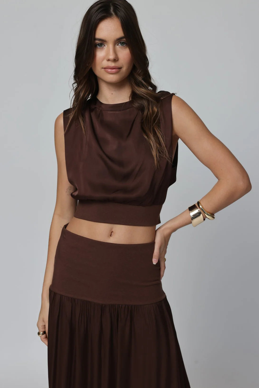 STILLWATER THE SILKY PACIFIC TANK Chocolate