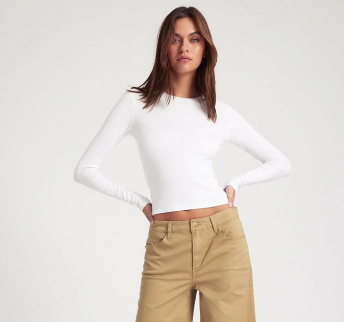 SPRWMN  RIB LONG SLEEVE BABY TEE Black or white