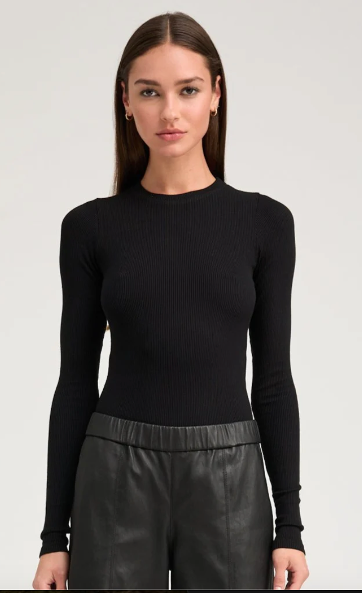 SPRWMN  RIB LONG SLEEVE BABY TEE Black or white