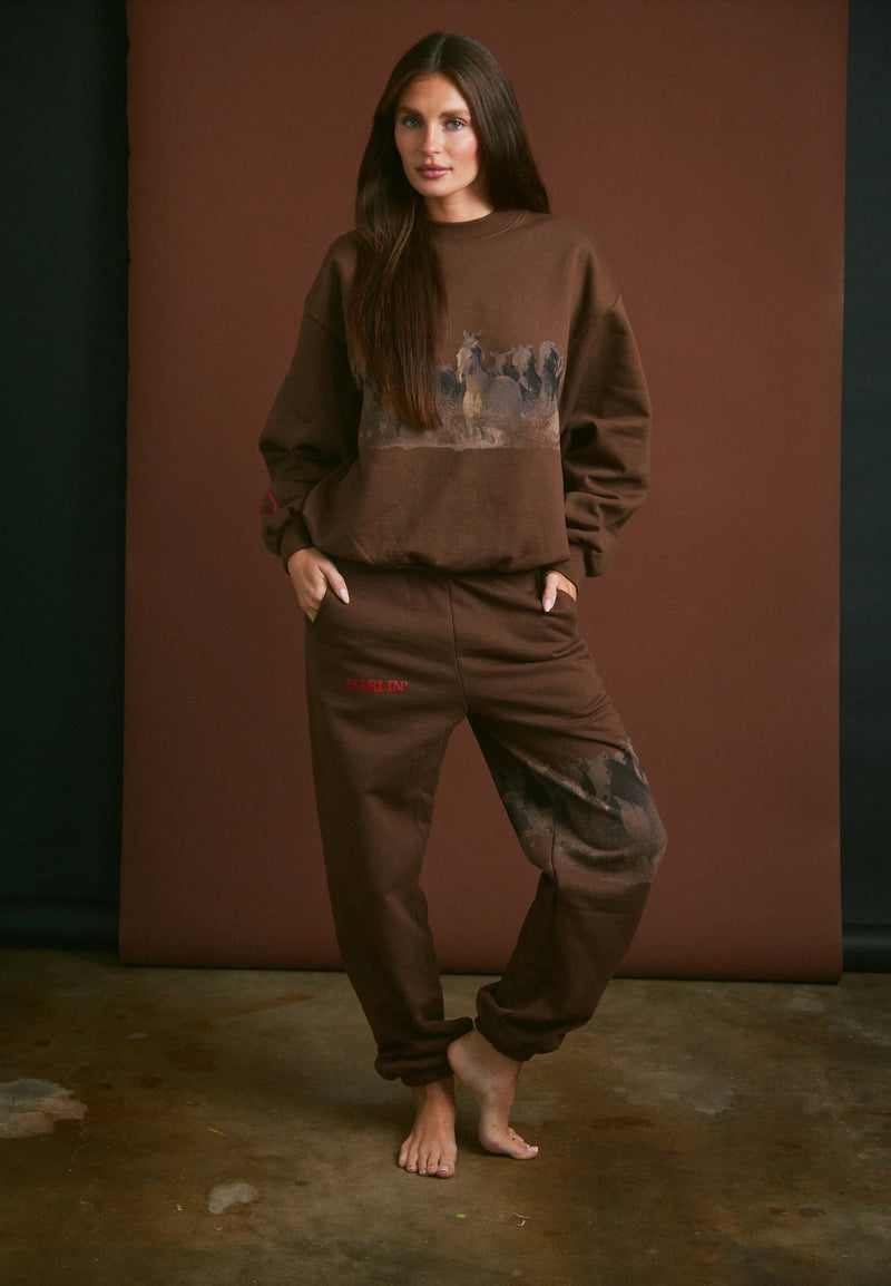 Darlin' WILD HORSE SWEATPANTS - TOBACCO