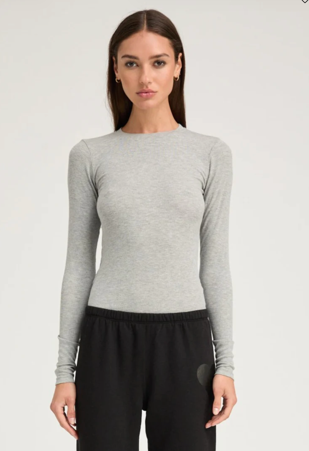 SPRWMN HEATHER GREY RIB LONG SLEEVE BABY TEE