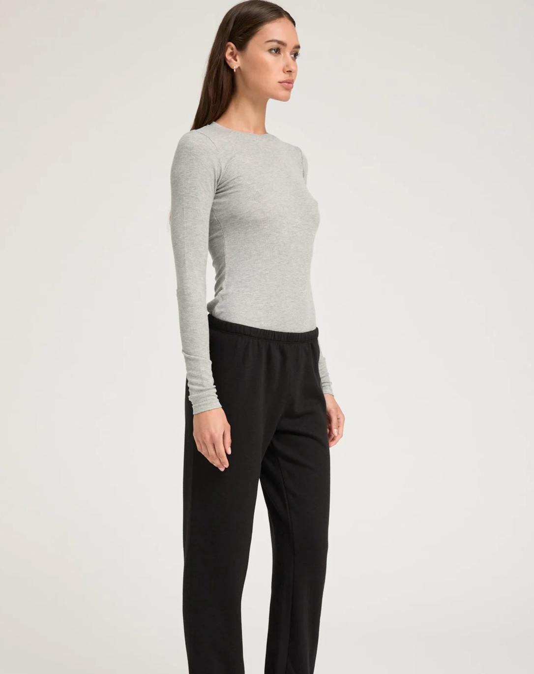 SPRWMN HEATHER GREY RIB LONG SLEEVE BABY TEE