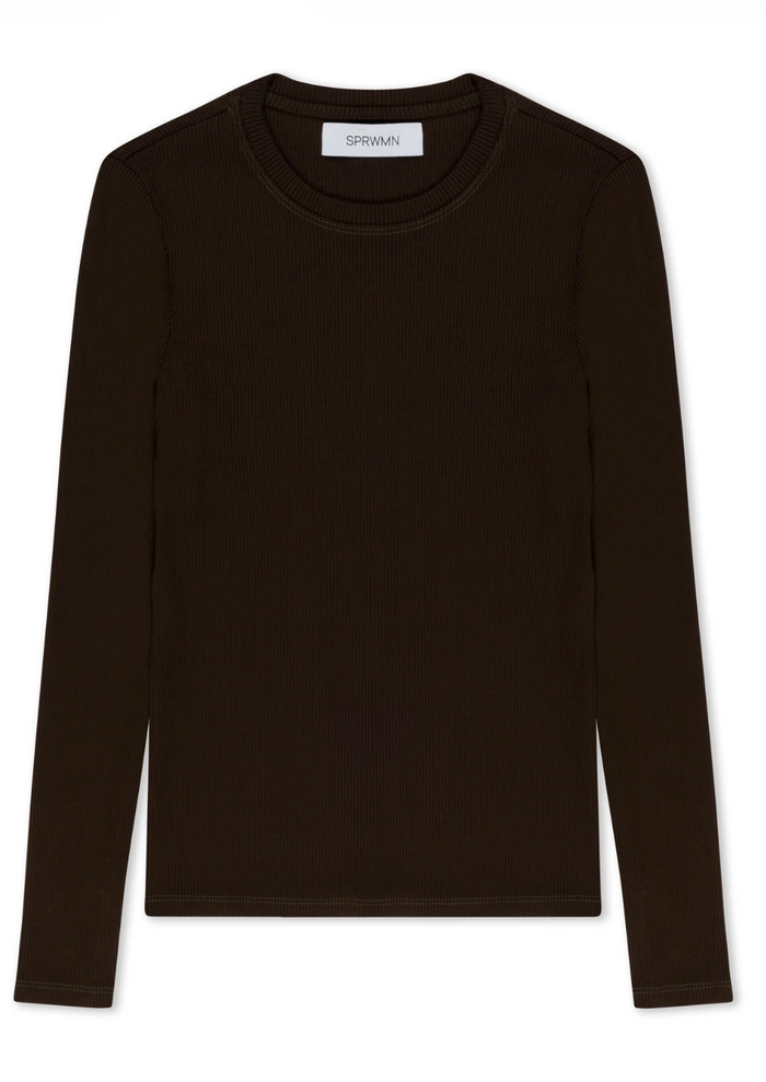 SPRWMN Rib Long Sleeve Baby Tee Americano