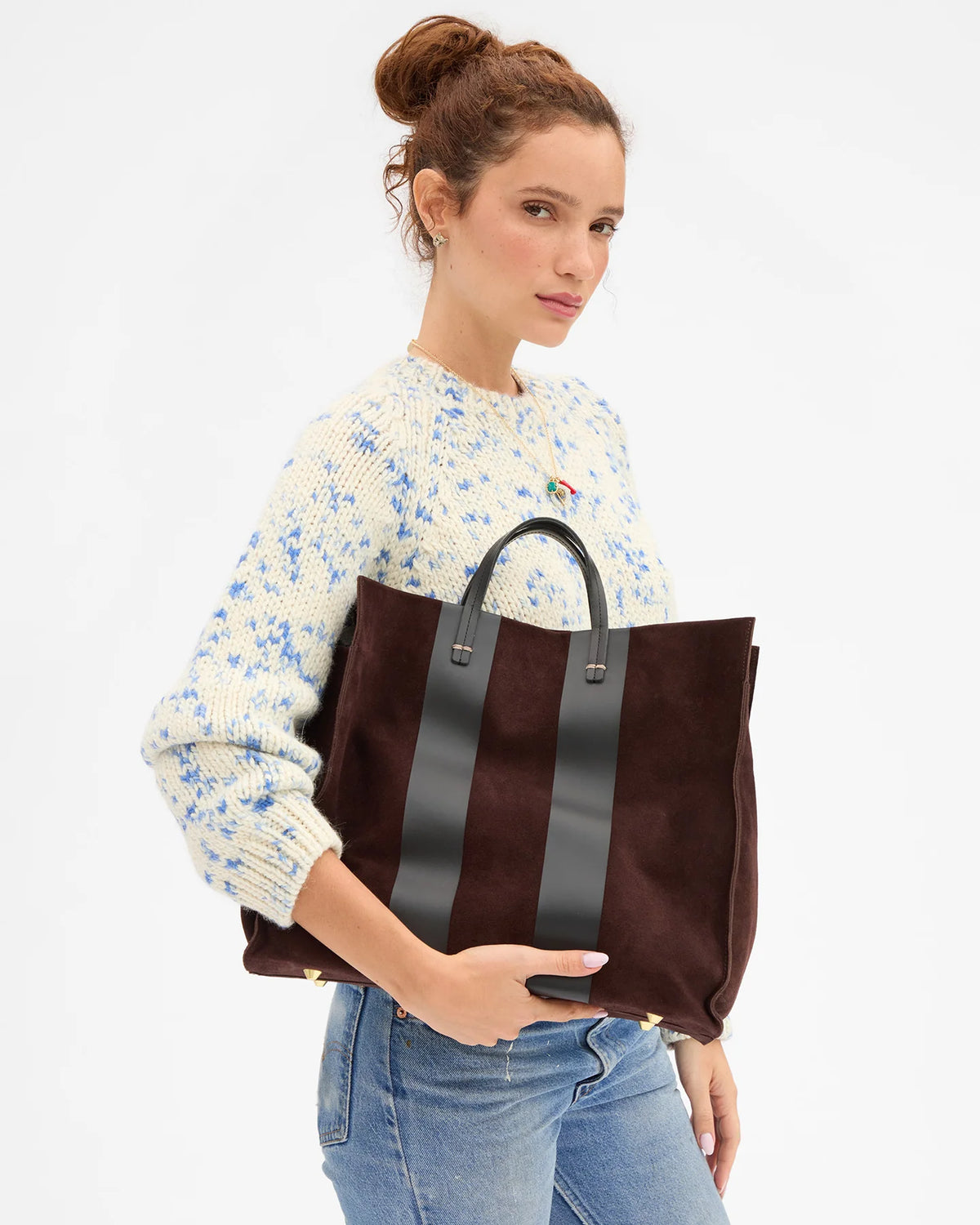 Clare V. SIMPLE TOTE TRUFFLE SUEDE