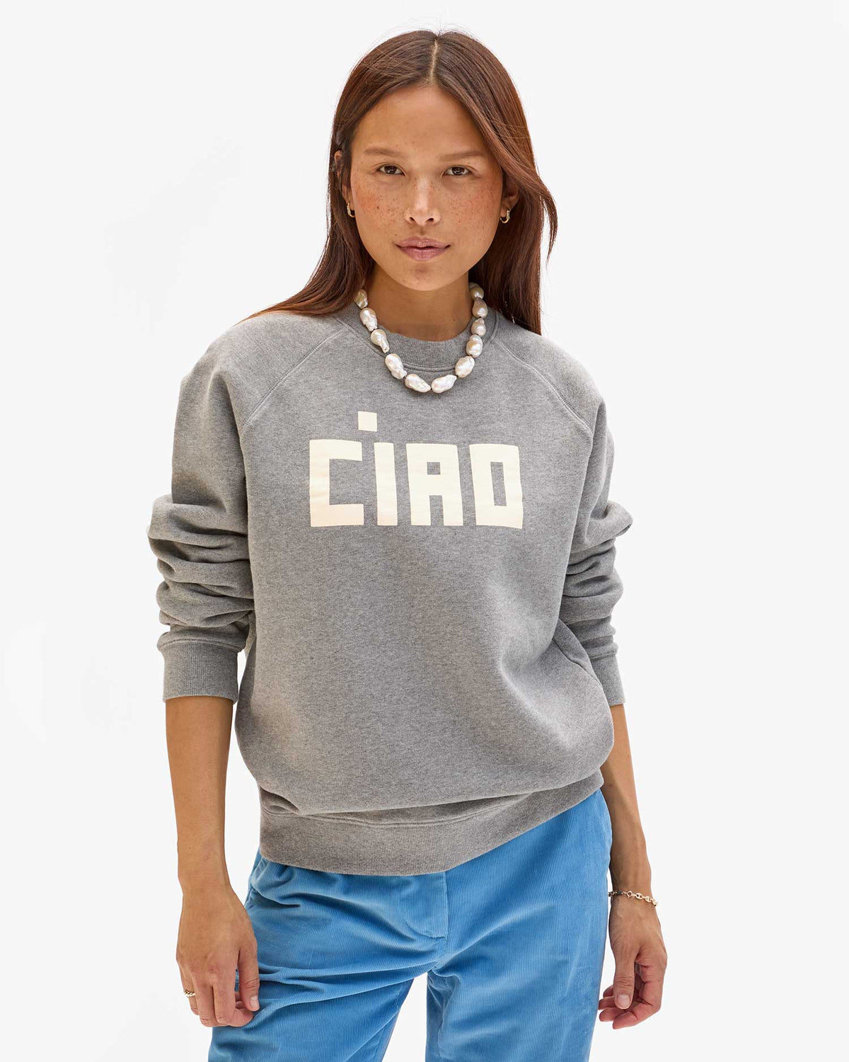 Clare V. Sweatshirt Grey Melange w/ Cream Ciao