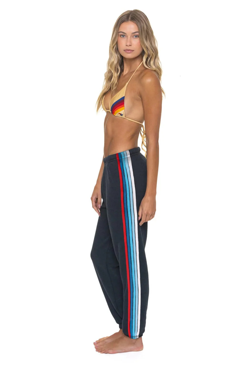 Aviator Nation WOMEN'S 5 STRIPE AMERICA SWEATPANT - CHARCOAL // USA