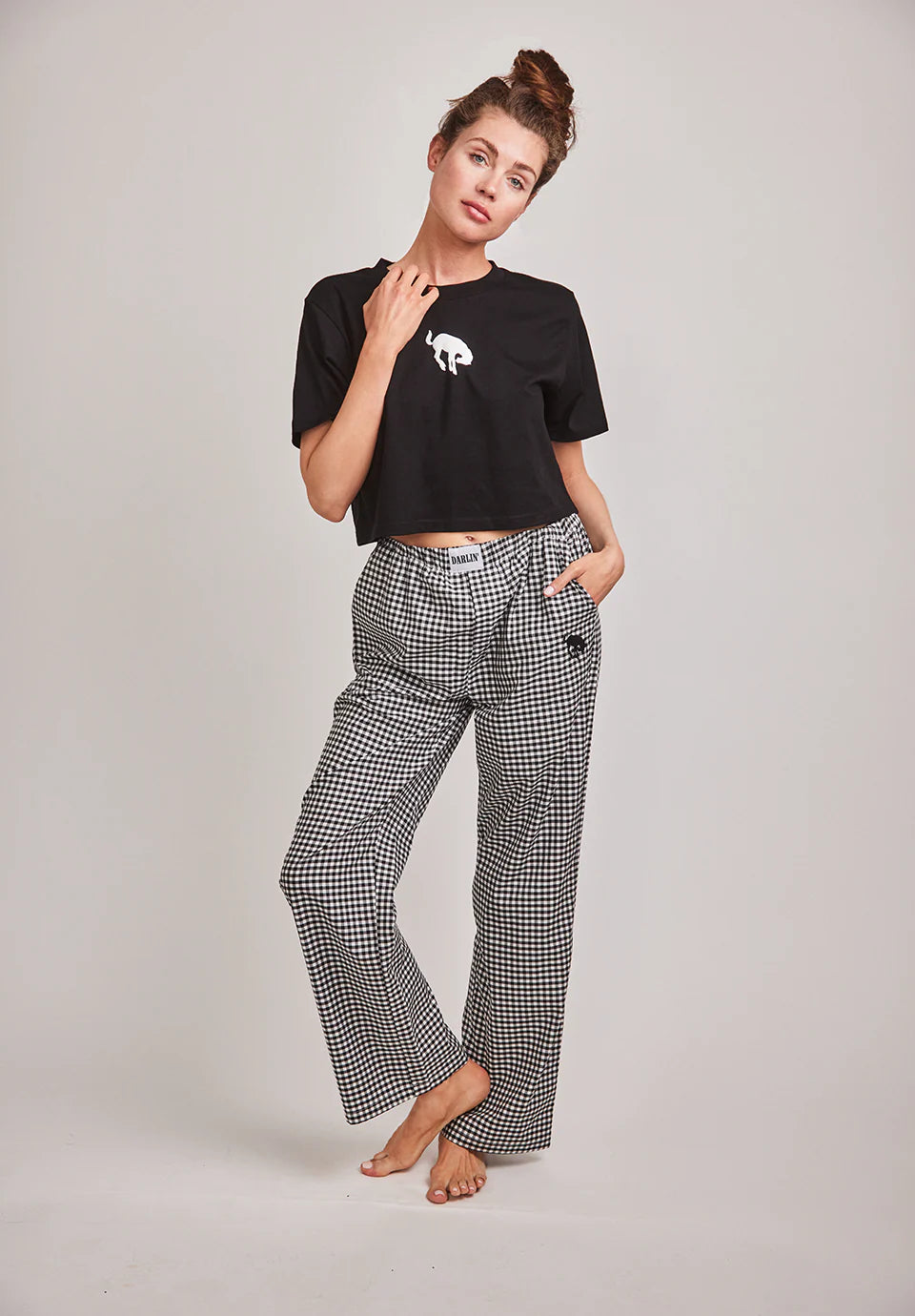 Darlin Buckin' Bronc Cropped Tee - Black