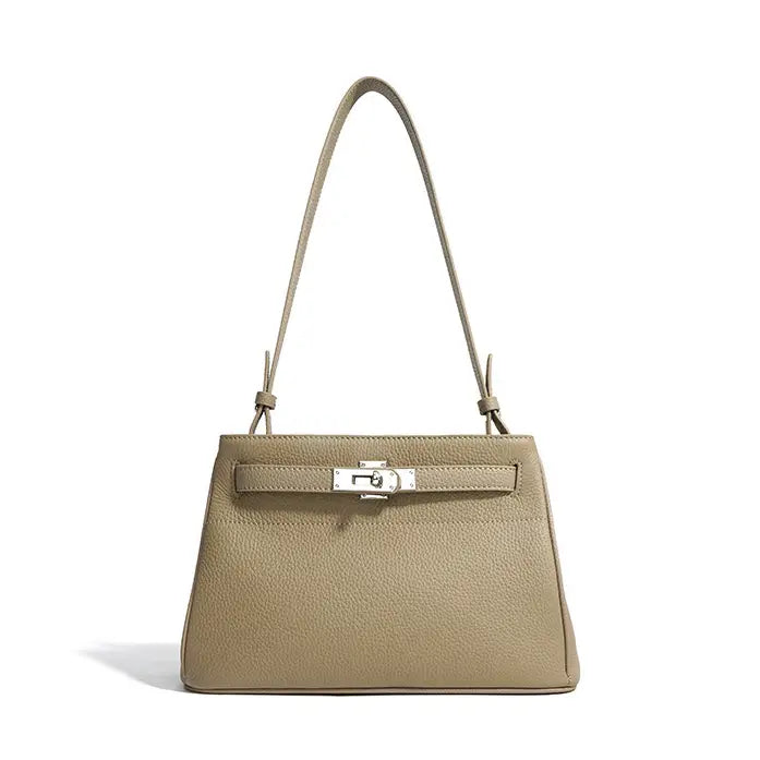 Sook Shoulder Bag with Metallic Locker - Beige