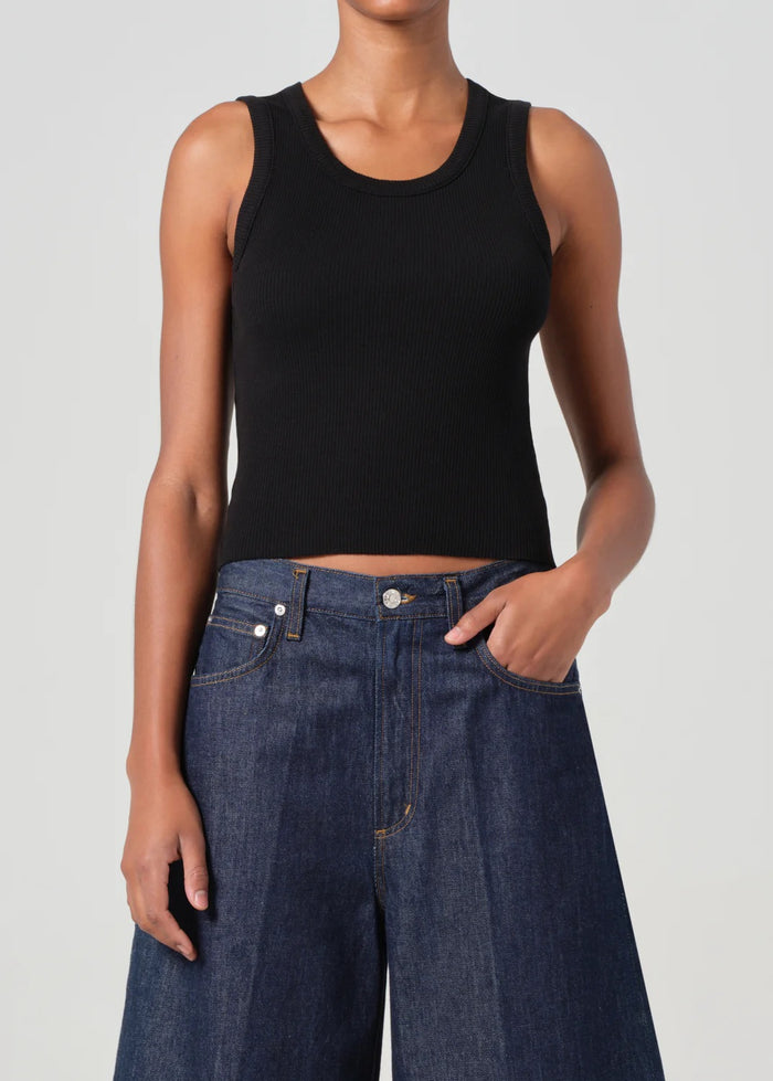 AGOLDE Shrunken Poppy Tank In Black