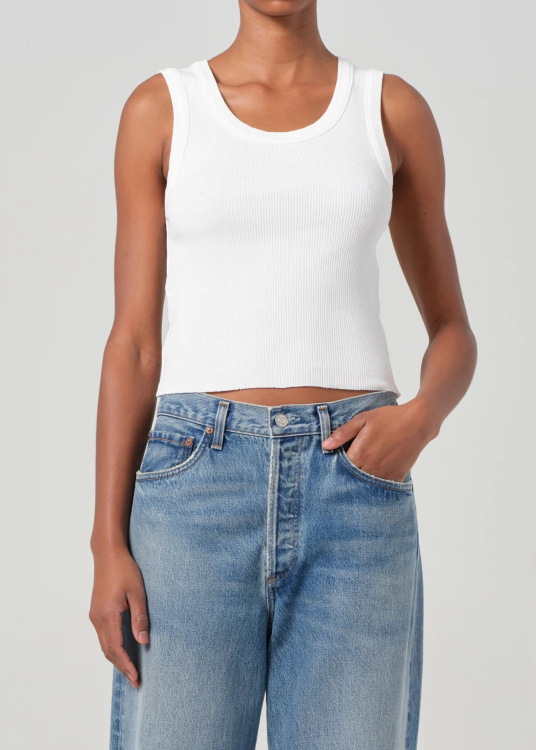 AGOLDE Shrunken Poppy Tank In White