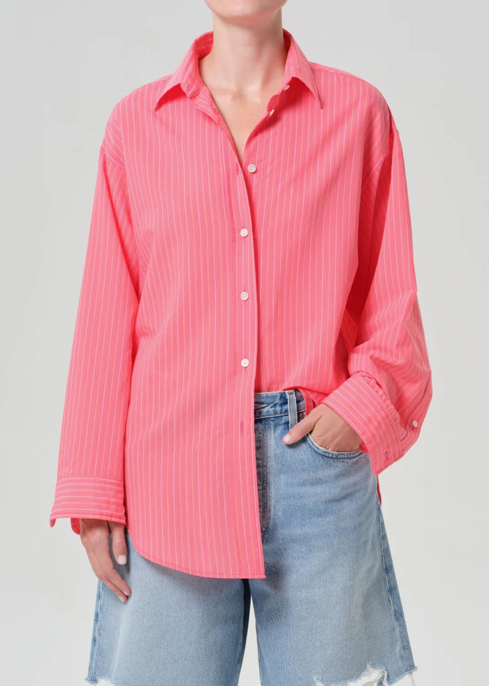 AGOLDE Sona Shirt In Fontana Stripe/Candy