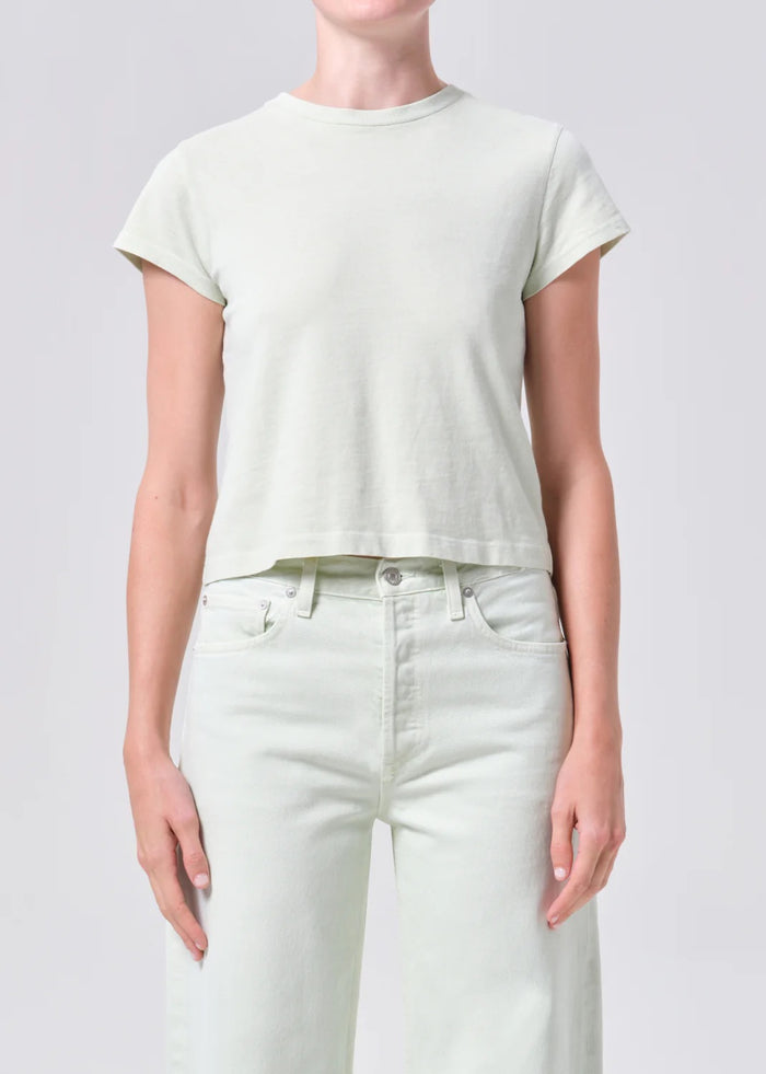 AGOLDE Adine Shrunken Tee In Mint Cream