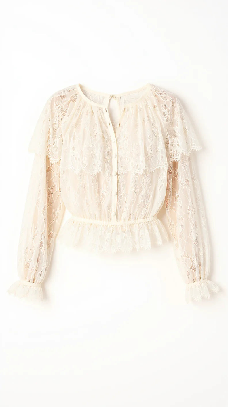 Cami Nyc VITORIA LACE BLOUSE MACADAMIA