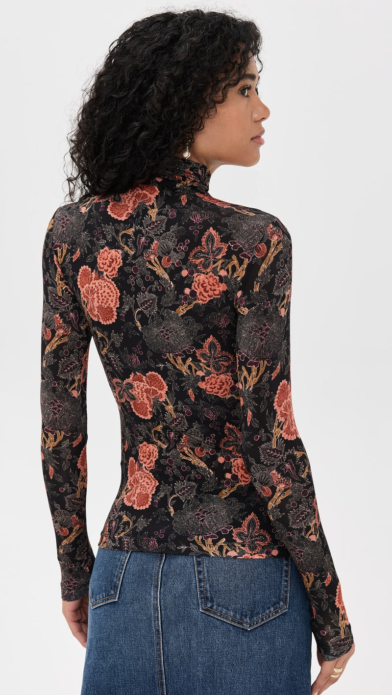 ULLA JOHNSON Aurelia Jersey Long Sleeve Turtleneck Top - Night Lily