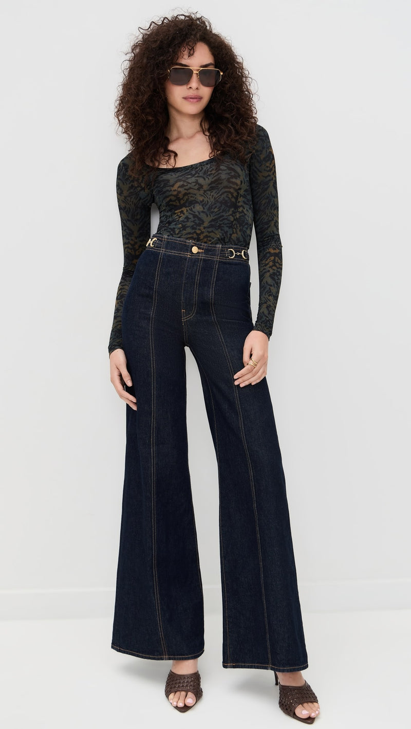 ULLA JOHNSON Aris Jersey Long Sleeve U-Neck Top - Desert Jasper