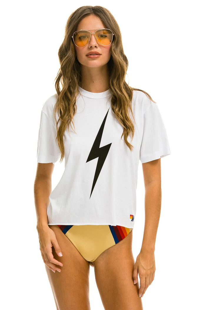Aviator Nation BOLT BOYFRIEND TEE - WHITE