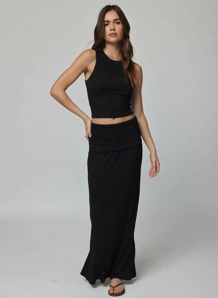 Stillwater RIB FOLD DOWN MAXI SKIRT Black