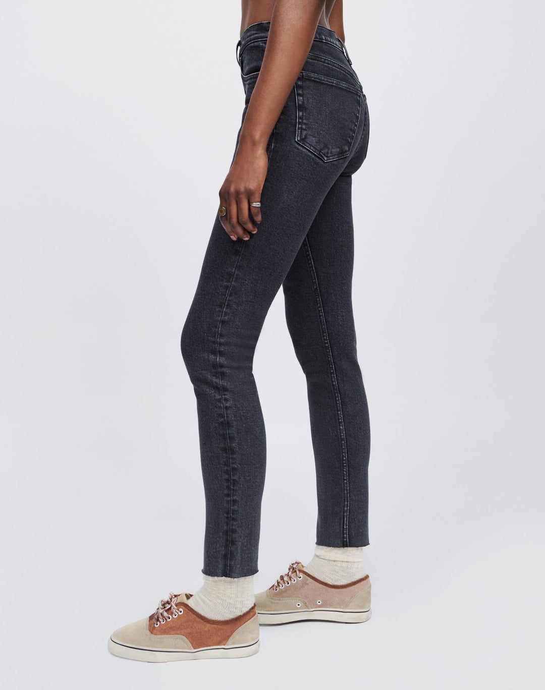 RE/DONE Extra Stretch High Rise Ankle Crop Onyx Fade